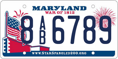 MD license plate 8AB6789