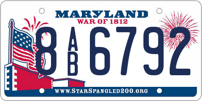 MD license plate 8AB6792