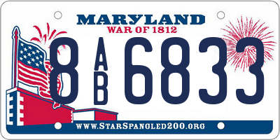 MD license plate 8AB6833