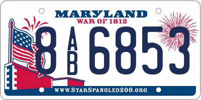 MD license plate 8AB6853