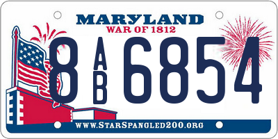 MD license plate 8AB6854