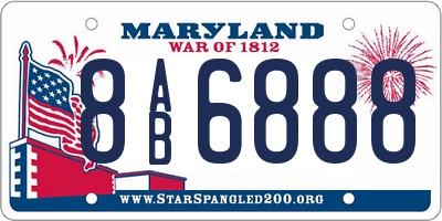 MD license plate 8AB6888