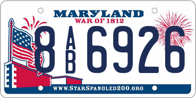 MD license plate 8AB6926