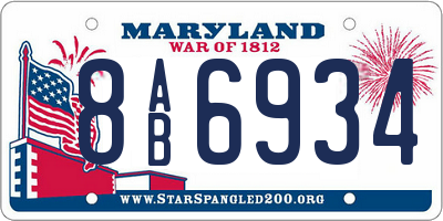 MD license plate 8AB6934