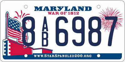 MD license plate 8AB6987