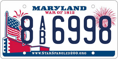 MD license plate 8AB6998