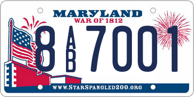 MD license plate 8AB7001