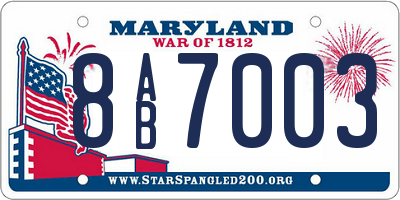 MD license plate 8AB7003