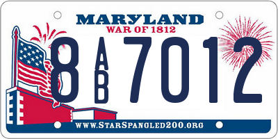 MD license plate 8AB7012