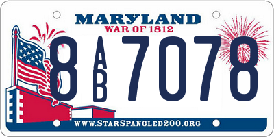 MD license plate 8AB7078