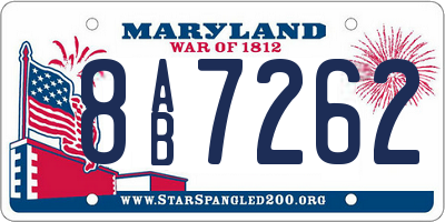MD license plate 8AB7262