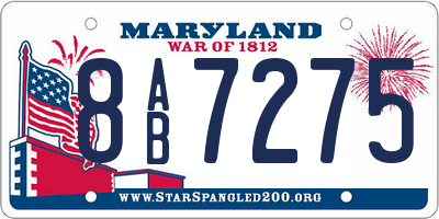 MD license plate 8AB7275
