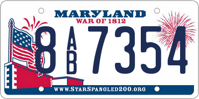 MD license plate 8AB7354