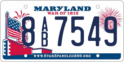 MD license plate 8AB7549