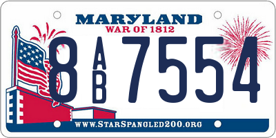MD license plate 8AB7554