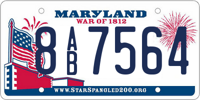 MD license plate 8AB7564