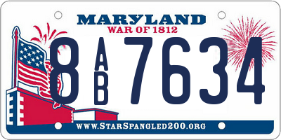 MD license plate 8AB7634