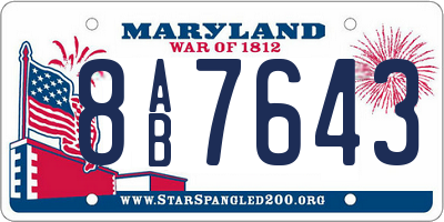 MD license plate 8AB7643