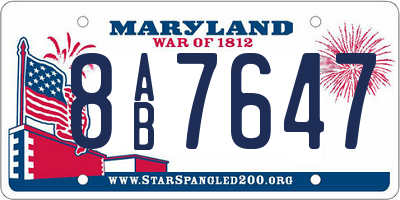 MD license plate 8AB7647