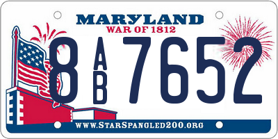 MD license plate 8AB7652