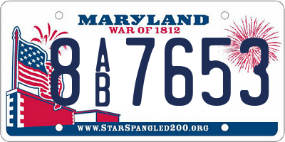 MD license plate 8AB7653