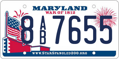 MD license plate 8AB7655