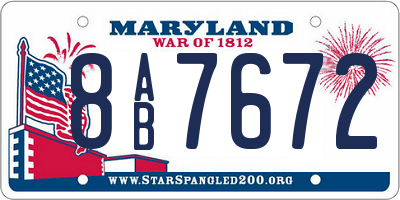 MD license plate 8AB7672