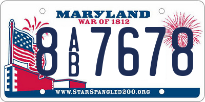 MD license plate 8AB7678