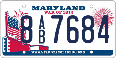 MD license plate 8AB7684