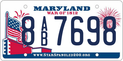 MD license plate 8AB7698