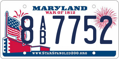 MD license plate 8AB7752