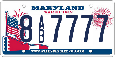 MD license plate 8AB7777