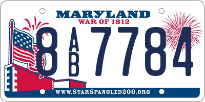 MD license plate 8AB7784