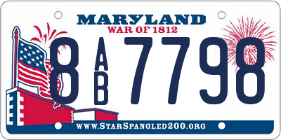 MD license plate 8AB7798