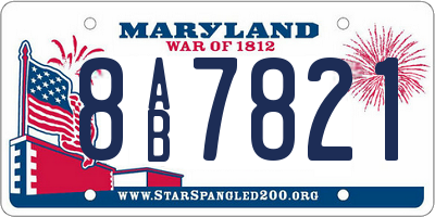 MD license plate 8AB7821