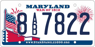 MD license plate 8AB7822
