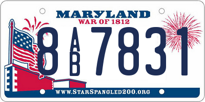 MD license plate 8AB7831