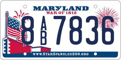 MD license plate 8AB7836