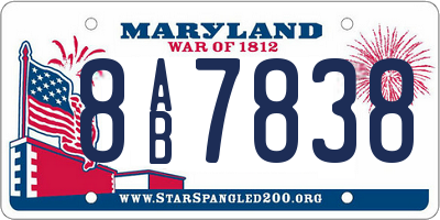 MD license plate 8AB7838