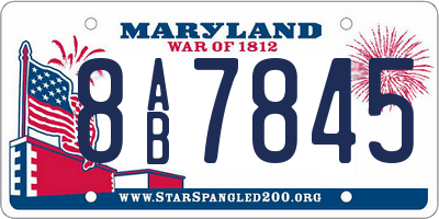 MD license plate 8AB7845