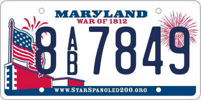 MD license plate 8AB7849