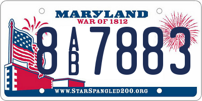 MD license plate 8AB7883