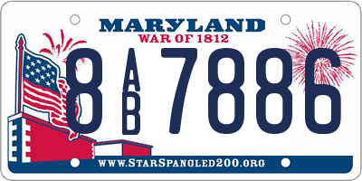 MD license plate 8AB7886