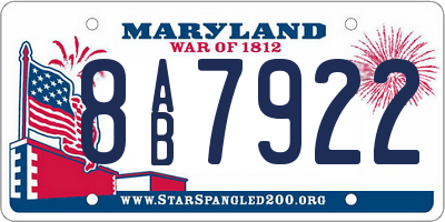 MD license plate 8AB7922