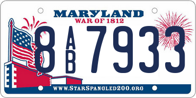 MD license plate 8AB7933