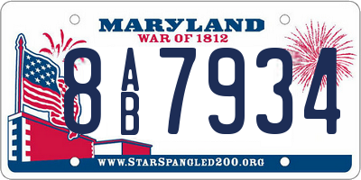 MD license plate 8AB7934