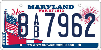 MD license plate 8AB7962