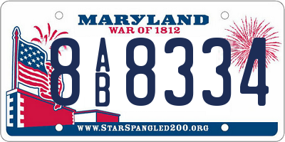 MD license plate 8AB8334