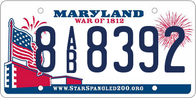 MD license plate 8AB8392