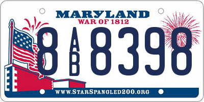 MD license plate 8AB8398